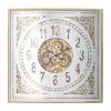 32" Square Gold and Silver Wood and Mirror Analog Exposed Gear Wall Clock