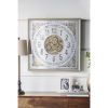 32" Square Gold and Silver Wood and Mirror Analog Exposed Gear Wall Clock