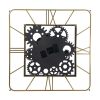 32" Square Gold Metal and Glass Analog Exposed Gear Wall Clock