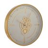 18" Circle Gold and White Metal and Glass Analog Wall Clock