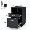 Black Rolling 2-Drawer Mobile File Cabinet Printer Stand Office Cart on Wheels