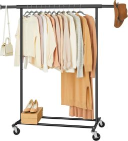 Heavy Duty Black Metal Garment Rack Clothes Hanging Bar on Lockable Wheels