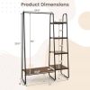 Industrial Wood Metal Garment Rack Clothes Hanging Bar with Storage Shelves