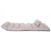 Foldable Multi-Position Sofa Bed Lounger Couch with Pillow in Beige Faux Suede