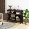 Dark Brown Wood 2-Door Dining Buffet Sideboard Cabinet with Open Storage Shelf