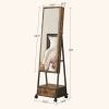 Modern Industrial Metal Wood Jewelry Armoire Cabinet Organizer Mirror on Wheels