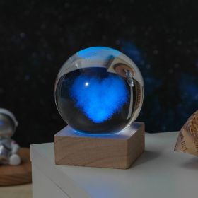 Cosmos Series Crystal Ball Night Lights; Milky Way; Moon; Desktop Bedroom Small Ornaments; Creative Valentine's Day Gifts Birthday Gifts - 8cm Love Cl