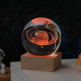 Cosmos Series Crystal Ball Night Lights; Milky Way; Moon; Desktop Bedroom Small Ornaments; Creative Valentine's Day Gifts Birthday Gifts - Saturn