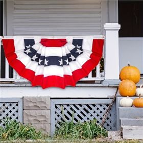 1pc Printed Stripes Stars USA Pleated Fan Bunting Half Banner Flag For July 4th Independence Day Decoration USA Pleated Fan Flag - Flag 17.72*35.43inc