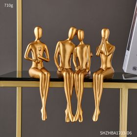 Abstract Golden Sculpture &amp; Figurines for Interior Resin Figure Statue Modern Home Decor Desk Accessories Nordic Room Decoration - 4 People