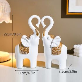 NORTHEUINS Resin Couple Elephant Figurines for Home Office Tabletop Decor Accessories Nordic Animal Statues Interior Ornament - White