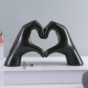 Nordic Heart Gesture Sculpture Resin Abstract Hand Love Statue Figurines Wedding Home Living Room Desktop Ornaments Room Decor - Black Heart Gesture