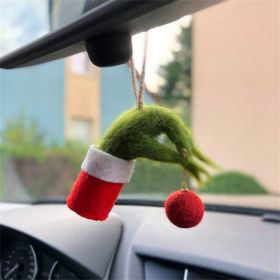 Green Furry Arm Car Charms, Cute Christmas Gift and Interior Car Accessory