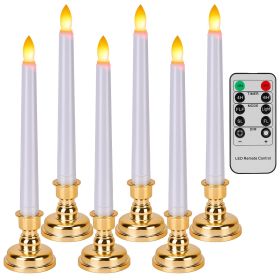 6 Packs Flameless Taper Candles 9.8in Electric LED Candles Warm White w/ 4 Light Modes Remote Control Timer - Warm White