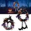 Halloween Witch Wreath Pumpkin Door Decorations Artificial Party Hanging Handmade Wreath Garland - Multi-Color