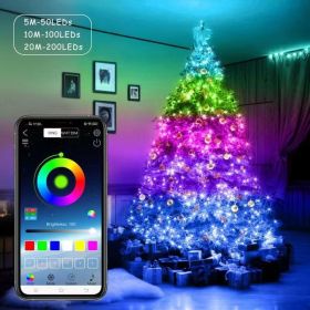 Usb Bluetooth Light String Mobile Phone App Smart Copper Wire Light String Christmas Decoration Light String - RGB-2 meters 20 bulbs