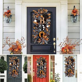 19.7 Inch Hallowe 'en wreath door hanging wreath Hallowe 'en scary pumpkin wreath door decorative pendant garden - 40cm