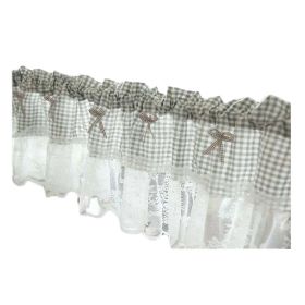 Grey Grid Lace Half Curtain Kitchen Partition Short Curtain Small Window Doorway Curtain Valance Tier cafe Curtain,59x15 inch - Default