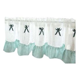 Semi-Sheer Mint Door Curtain Valance Half Curtain Bowknot Kitchen Short Curtain Tier cafe Curtain,59x15 inch - Default