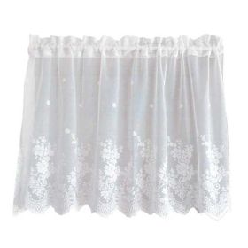 Flower Lace White Half Curtain Short Curtain Doorway Curtain Gauze Rustic Kitchen Partition Curtain Tier Cafe Curtain,59x23 inch - Default