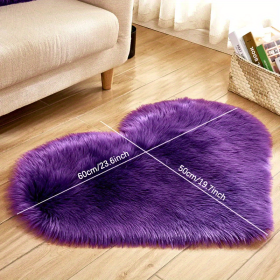 1pc Heart-Shaped Faux Sheepskin Area Rug - Soft and Plush Carpet for Home, Bedroom, Nursery, and Kid's Room - Perfect for Home Decor and Comfort - Pur