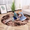 1pc, Tie-Dye Plush PV Velvet Area Rug, 62.99", American Style Round Rug, Floor Decor - Tie-dye Brown - 62.99inch