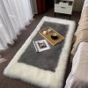 1pc, Soft and Fluffy Sheepskin Rug for Bedroom and Living Room - Non-Slip and Machine Washable Carpet for Dormitory and Room Decor - Gray + White - 23