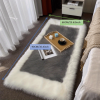 1pc, Soft and Fluffy Sheepskin Rug for Bedroom and Living Room - Non-Slip and Machine Washable Carpet for Dormitory and Room Decor - Light White+Grey