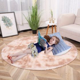 1pc, Tie-Dye Plush PV Velvet Area Rug, 62.99", American Style Round Rug, Floor Decor - Tie-dye Beige - 62.99inch