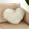 1pc Boho Love Heart Plush Throw Pillow - Fluffy Luxury Cushion for Couch, Sofa, Bed - Detachable and Machine Washable Home Decor - White Gray Tip - 40