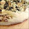 White Christmas Tree Skirt Base Faux Fur Xmas Floor Mat Ornaments Decoration - 78cm