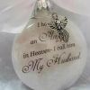 In Heaven Relatives Name Ornament, Keepsake Feather Plastic Ball Christmas Tree Charm Hanging - Husband