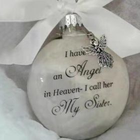 In Heaven Relatives Name Ornament, Keepsake Feather Plastic Ball Christmas Tree Charm Hanging - Sister