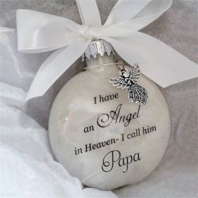 In Heaven Relatives Name Ornament, Keepsake Feather Plastic Ball Christmas Tree Charm Hanging - Papa