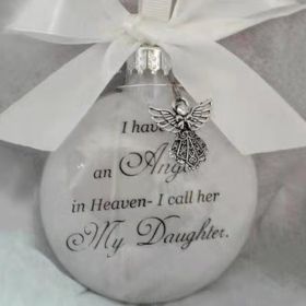 In Heaven Relatives Name Ornament, Keepsake Feather Plastic Ball Christmas Tree Charm Hanging - Daughter