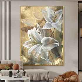 Hand Painted Oil Paintings Hand Painted High quality Flowers Contemporary Modern Rolled Canvas Living Room Hallway Luxurious Decorative Painting - 50X