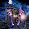 Light Up Your Halloween with 2pcs Life-Size Skeleton Hands & 50 Purple LED Lights! - Halloween Skeleton Hand