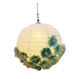 Cute Fabric Flower Paper Lantern Small Decorative Lantern Handhold Hanging Festival D√©cor, Green - Default