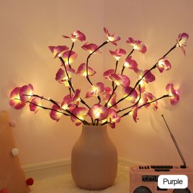 20 LED String Light Simulation Butterfly Orchid Branch Garland Light Vase Filler Flower Fairy Light Christmas Home Decoration - Purple