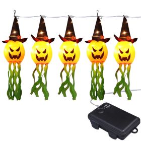 5 Pcs Halloween Decorations Pumpkin Witch Hats String Lights - 5