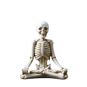 Bone Stretchers Skeletons in Yoga Poses Decorative Statue Set - White 3