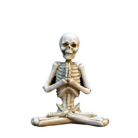 Bone Stretchers Skeletons in Yoga Poses Decorative Statue Set - White 4