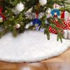 Christmas Tree Skirt, Jacquard Cashmere Snow Flake Xmas Holiday Decoration Ornament - White 1 - 90cm