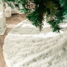 Christmas Tree Skirt, Jacquard Cashmere Snow Flake Xmas Holiday Decoration Ornament - White 2 - 90cm