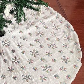 Christmas Tree Skirt, Jacquard Cashmere Snow Flake Xmas Holiday Decoration Ornament - White 3 - 90cm