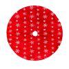 Christmas Tree Skirt, Jacquard Cashmere Snow Flake Xmas Holiday Decoration Ornament - Red 1 - 90cm