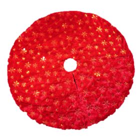 Christmas Tree Skirt, Jacquard Cashmere Snow Flake Xmas Holiday Decoration Ornament - Red 3 - 90cm