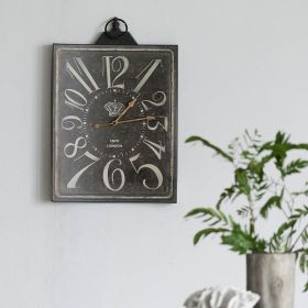 Large Vintage Black Rectangular Wall Clock with White Numerals, Home Decor Accent Clock - as Pic