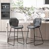 Set of 2, Leather Bar Chair with High-Density Sponge, PU Chair Counter Height Pub Kitchen Stools for Dining room,homes,bars, kitchens,Gray - as Pic