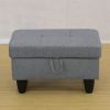 Grey Linen Living Room Sofa Ottoman - Grey